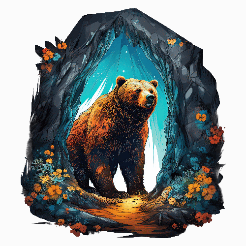 POD Design Digital Art - Mystical Bear in a Cave