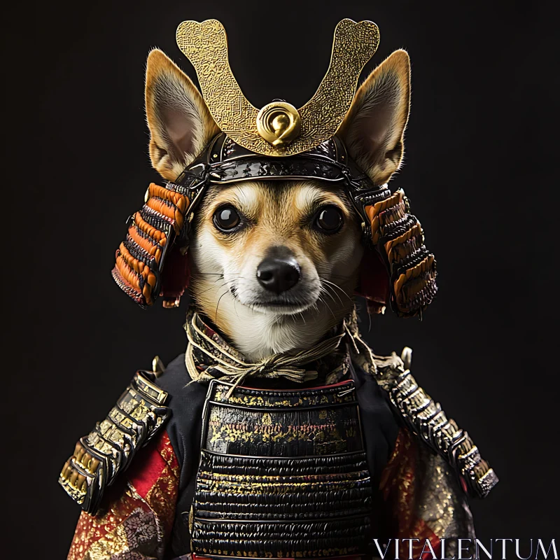 AI ART Dog in Samurai Armor: A Noble Portrait