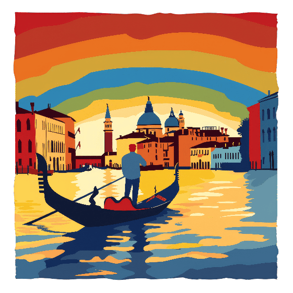 Captivating Venice Gondola Sunset T-Shirt Design POD Design