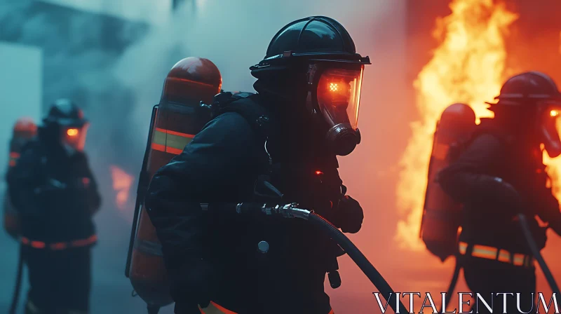 Brave Firefighters in Action AI Image