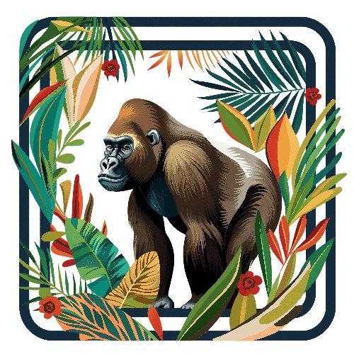 Gorilla Jungle Illustration - Tropical Wildlife Art POD Design