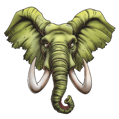 POD Design Green Cartoon Elephant with Large Ears on Transparent Background