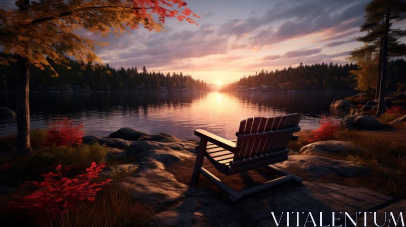 Serene Sunset by a Lake: Unreal Engine 5 Concept Art AI Image