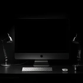 Modern Workspace with Apple iMac and Sleek Lighting