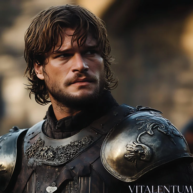 Armored Man Portrait - Knight of Valor AI Image