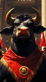 Noble Bull Portrait with Regal Cape