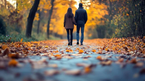 Autumnal Romance: A Couple's Stroll