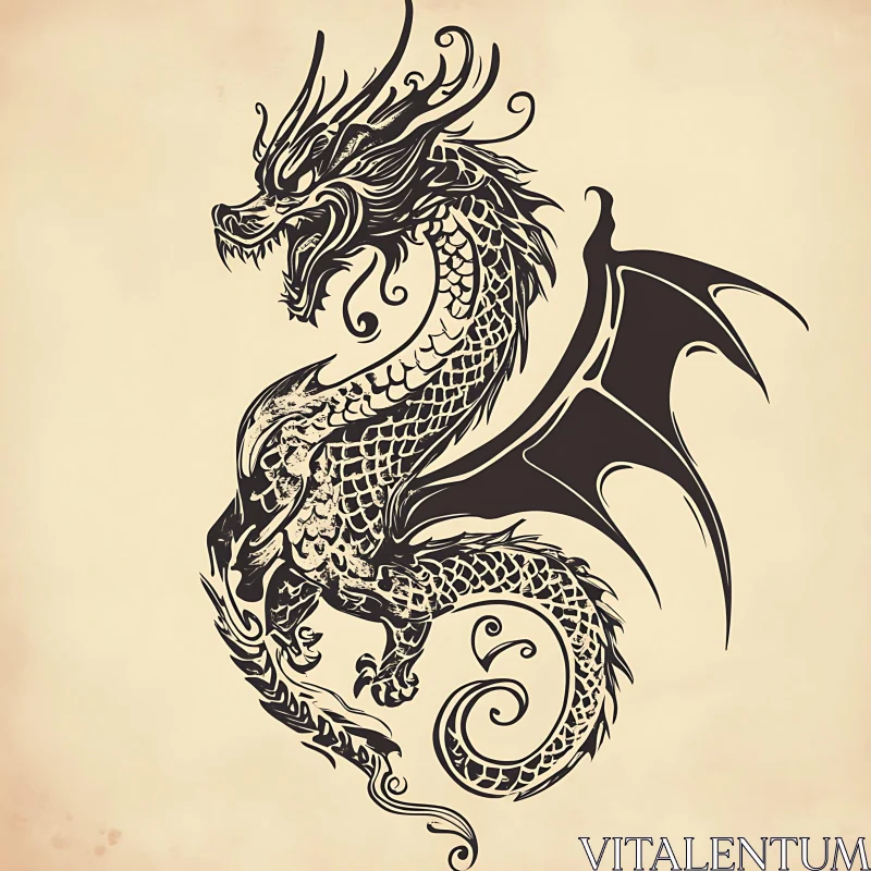 AI ART Stylized Dragon Artwork: Mythical Creature Design