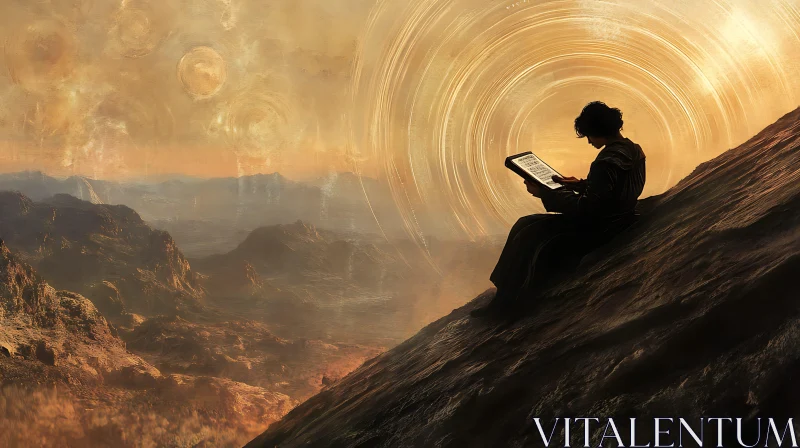 AI ART Digital Reader on Mountain Peak