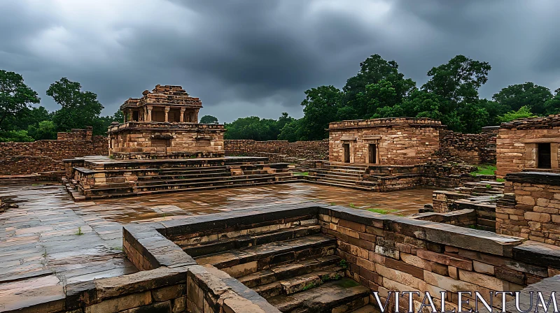 Historic Stone Temple Architecture AI Image