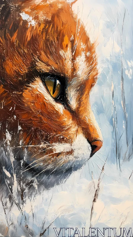 Winter Cat Profile Art AI Image