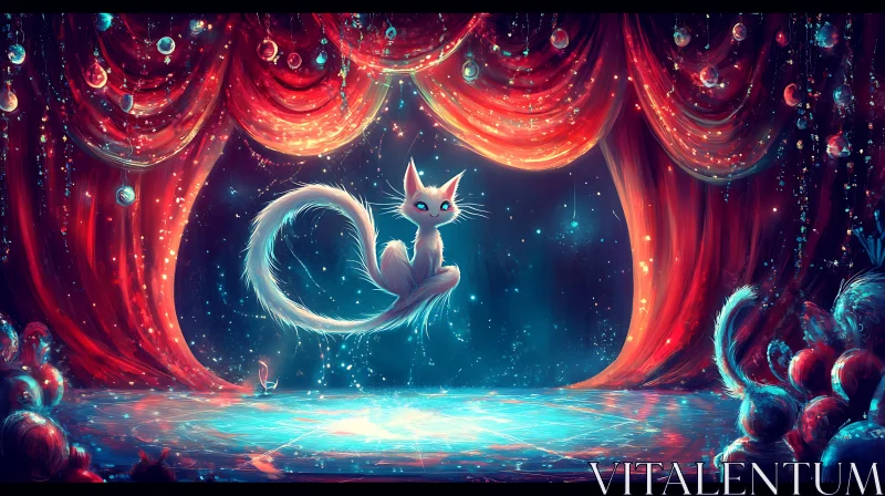 AI ART Magical Cat on Stage Art