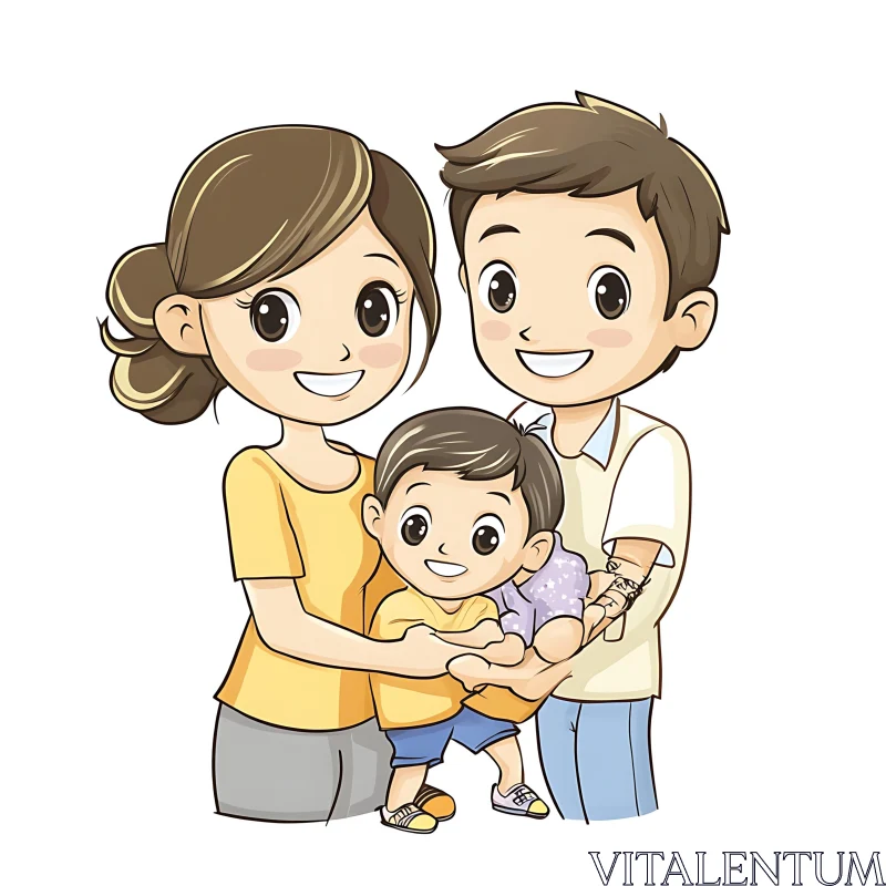 AI ART Happy Family Portrait Cartoon