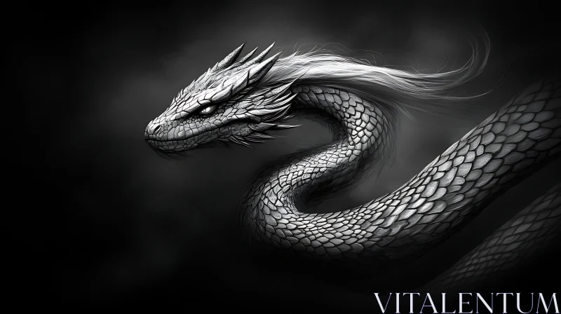 AI ART Monochrome Dragon Art