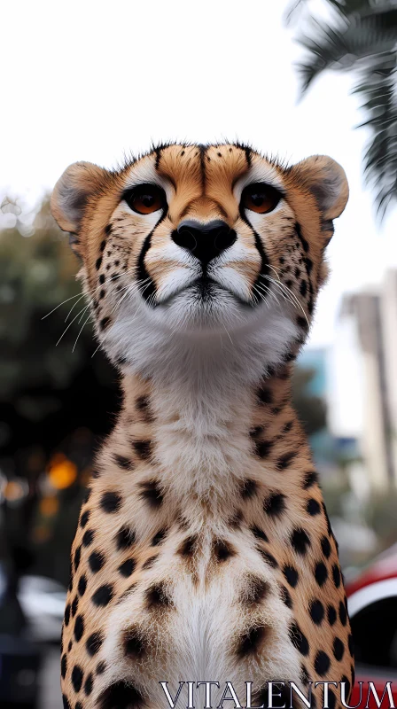 Cheetah Portrait in Urban Setting AI Image