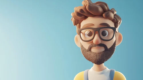 Stylized 3D Character Portrait with Glasses