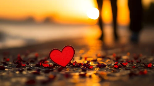 Love at Sunset: Heart and Petals