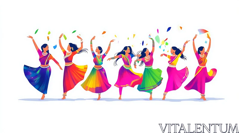 AI ART Indian Women Dancing Illustration