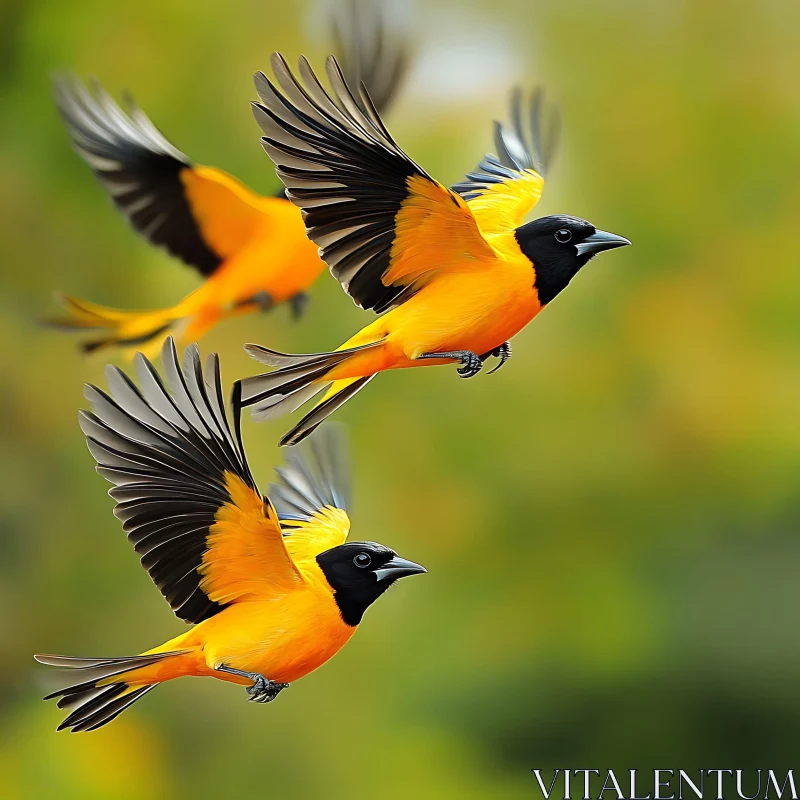 Soaring Orioles: A Symphony of Yellow and Black AI Image