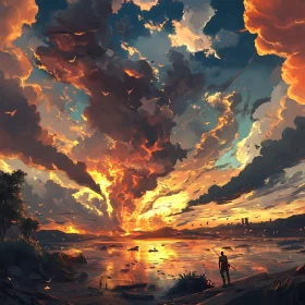 Sunset Reflection on Lake