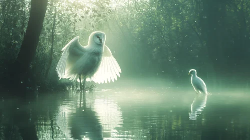 Ethereal Birds in the Morning Mist