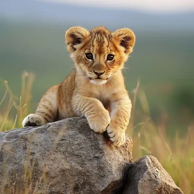 Baby Lion on Rock