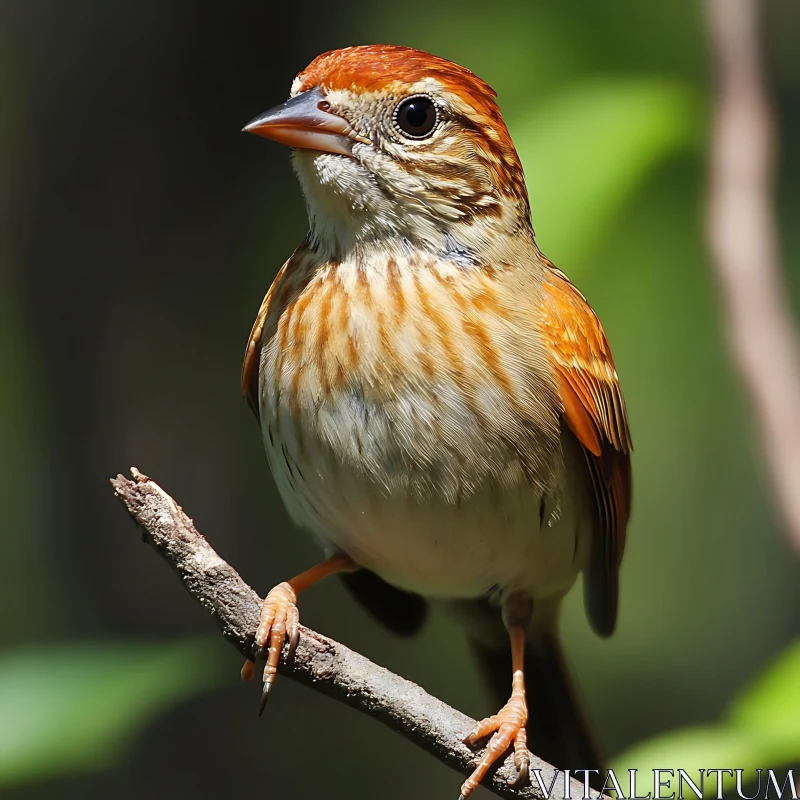 Orange Bird Perched on Branch AI Image