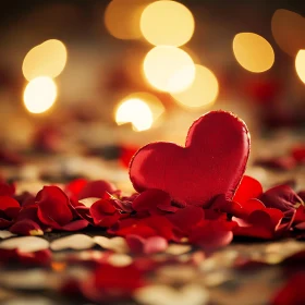 Romantic Heart Surrounded by Rose Petals