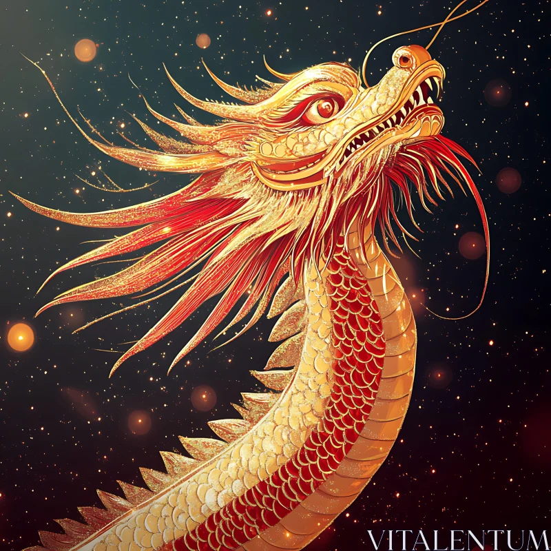 Mythical Dragon with Golden Scales AI Image