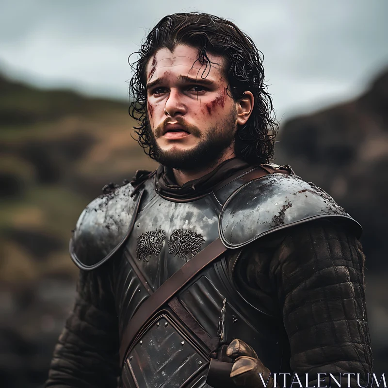 Armored Man Portrait AI Image