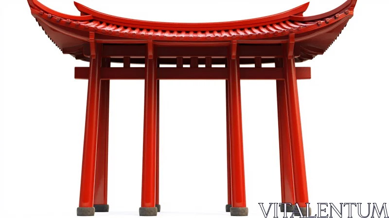 AI ART Vermilion Torii Gate on White