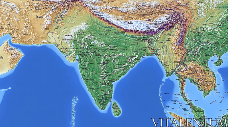 Topographic Map of India AI Image