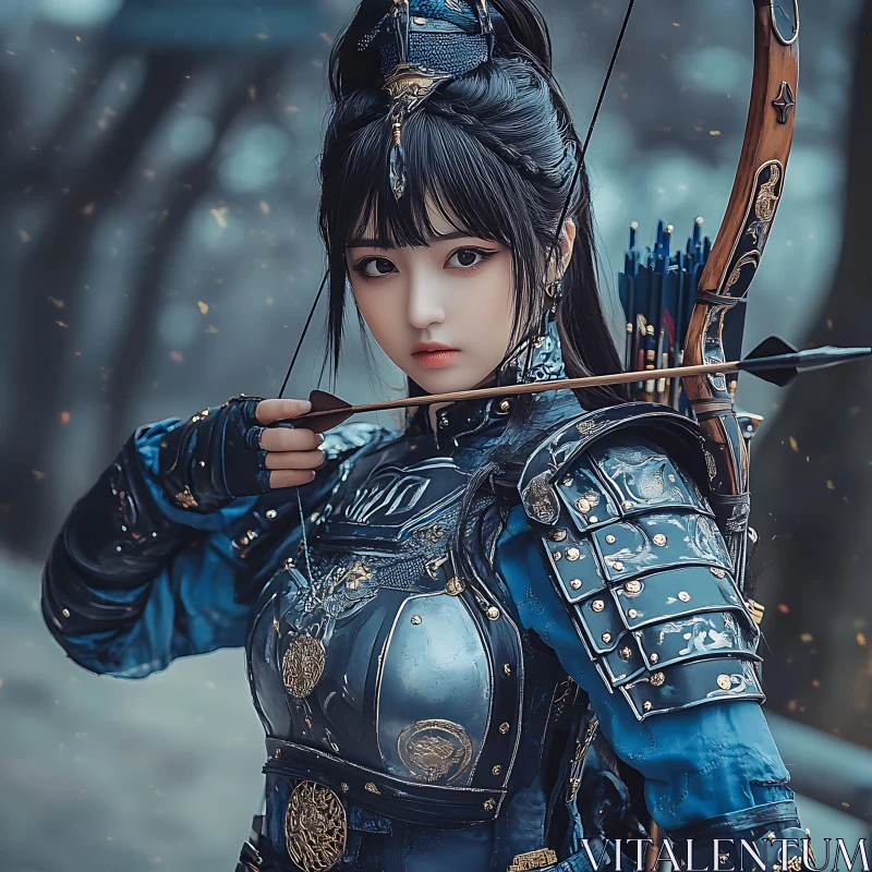 AI ART Female Warrior with Bow and Arrow