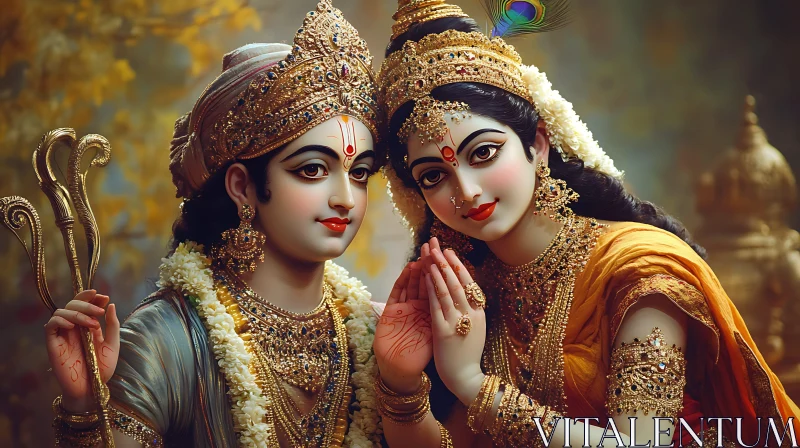 AI ART Hindu Gods Radha and Krishna Art