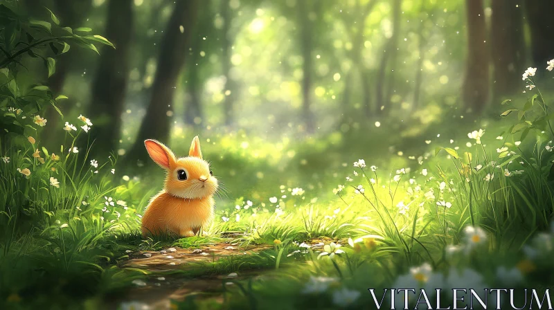 AI ART Rabbit in Serene Greenery