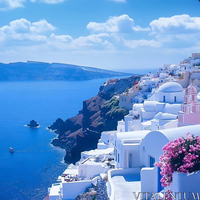 Picturesque Santorini Island Scene AI Image