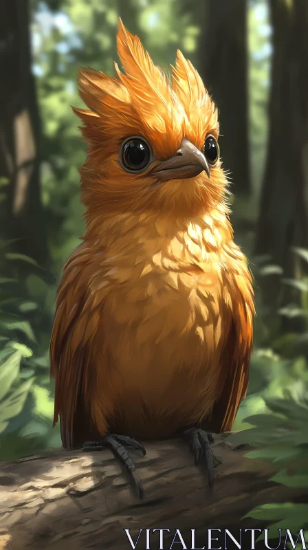 Curious Orange Forest Bird AI Image