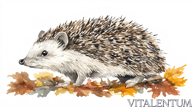 Autumn Hedgehog Illustration AI Image