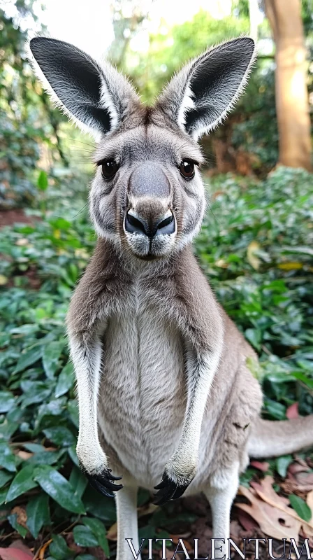 Wild Kangaroo Amongst Greenery AI Image