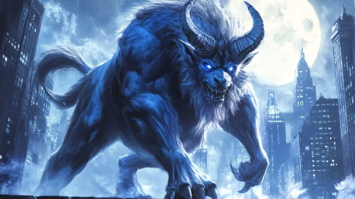 Blue Monster Under Moonlight