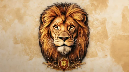 Lion with Golden Emblem