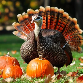 Thanksgiving Turkey with Pumpkins