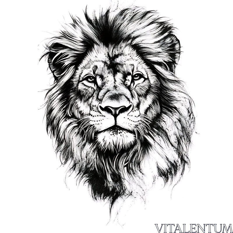 AI ART Lion Head Illustration