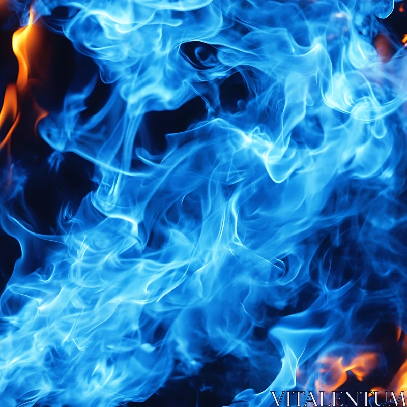 Swirling Flames in Blue and Orange Hues AI Image