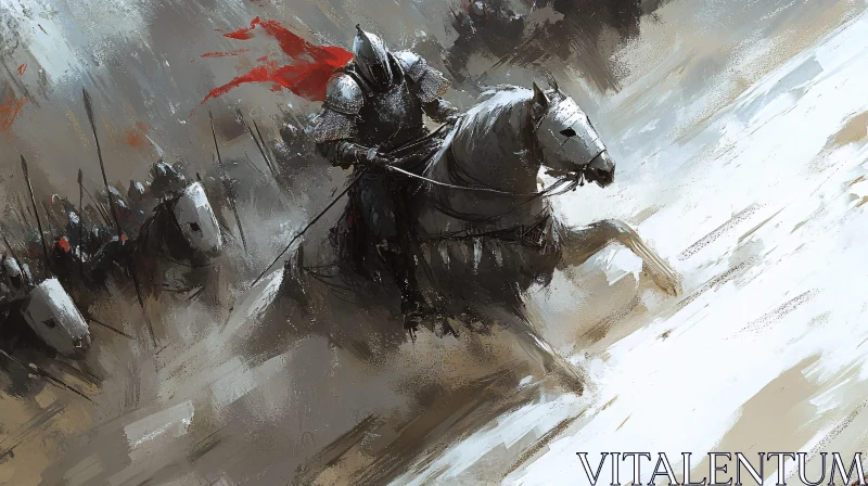 AI ART Equestrian Knight in the Heat of Battle