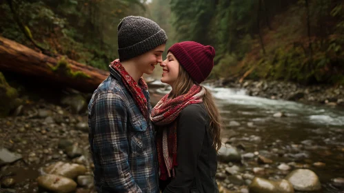 Affectionate Couple in Natural Setting