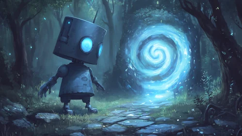 Whimsical Robot in a Mysterious Forest