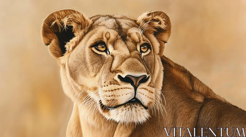 Female Lion Close-Up AI Image