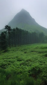 Ethereal Mountain in Thick Fog