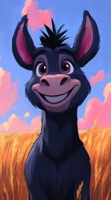 Cheerful Donkey Cartoon Art